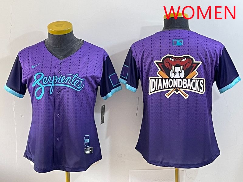 Women Arizona Diamondback Blank Purple Joint Name 2025 Nike MLB Jersey style 1->women mlb jersey->Women Jersey